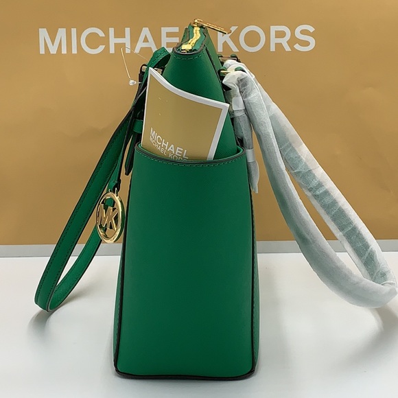 MICHAEL KORS CHARLOTTE LARGE TOP ZIP TOTE PALMETTO GREEN COLOR - Picture 13 of 16